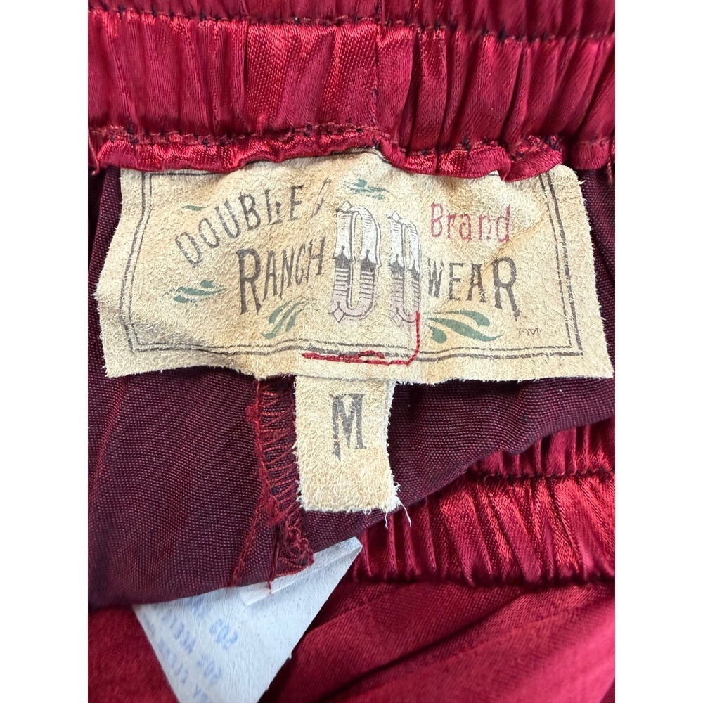 Double D Ranchwear Womens Red Pleated Tiered Maxi Skirt Satin Sheen Western M - Picture 6 of 8